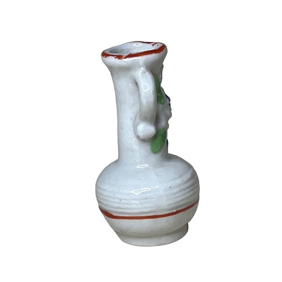 Vintage Miniature Ceramic Vase Made in Japan White Floral - Picture 4 of 6